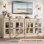Buffet moderne de 35,4" avec portes en verre, tiroir et étagères réglables