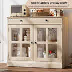 Buffet moderne de 35,4" avec portes en verre, tiroir et étagères réglables