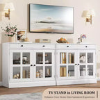 Buffet moderne de 35,4" avec portes en verre, tiroir et étagères réglables