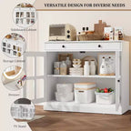 Buffet moderne de 35,4" avec portes en verre, tiroir et étagères réglables
