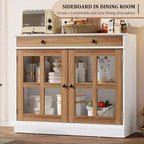 Buffet moderne de 35,4" avec portes en verre, tiroir et étagères réglables