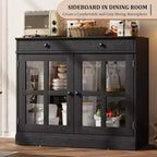Buffet moderne de 35,4" avec portes en verre, tiroir et étagères réglables