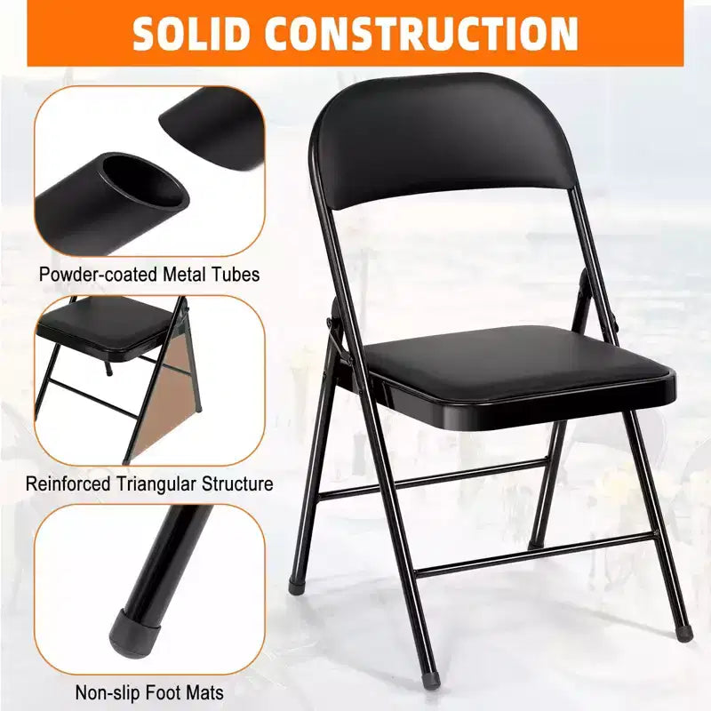 Lot de 6 chaises pliantes avec assise rembourrée et cadre en acier