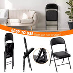 Lot de 6 chaises pliantes avec assise rembourrée et cadre en acier