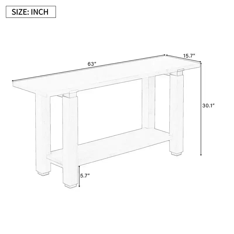 Console étroite de 63 pouces avec étagère ouverte et accents métalliques, noire