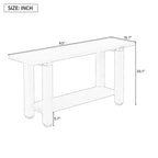 Console étroite de 63 pouces avec étagère ouverte et accents métalliques, noire