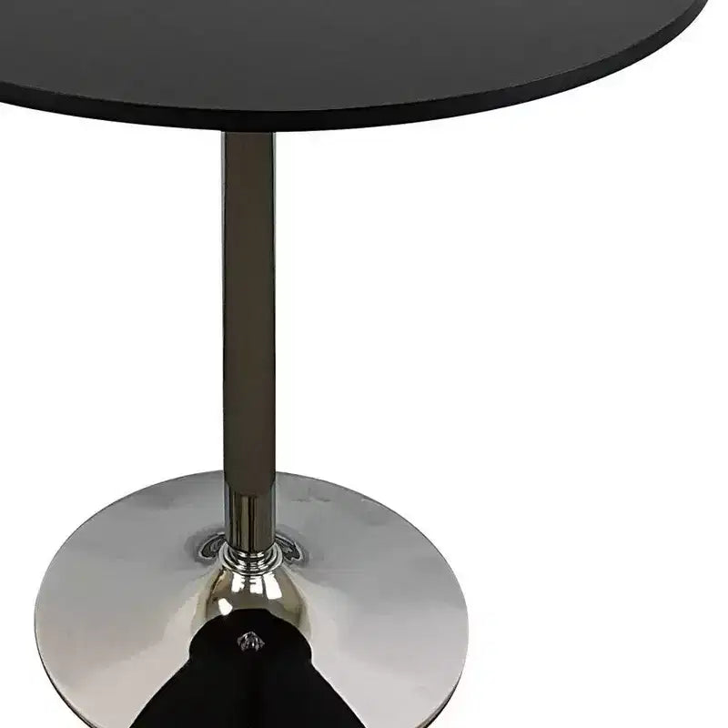Table à manger ronde de 36 pouces avec pied central, noir et argent