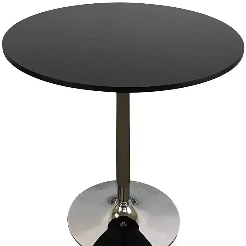 Table à manger ronde de 36 pouces avec pied central, noir et argent