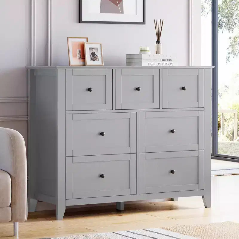 Commode en bois à 7 tiroirs avec armoire de rangement