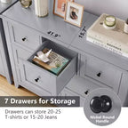 Commode en bois à 7 tiroirs avec armoire de rangement