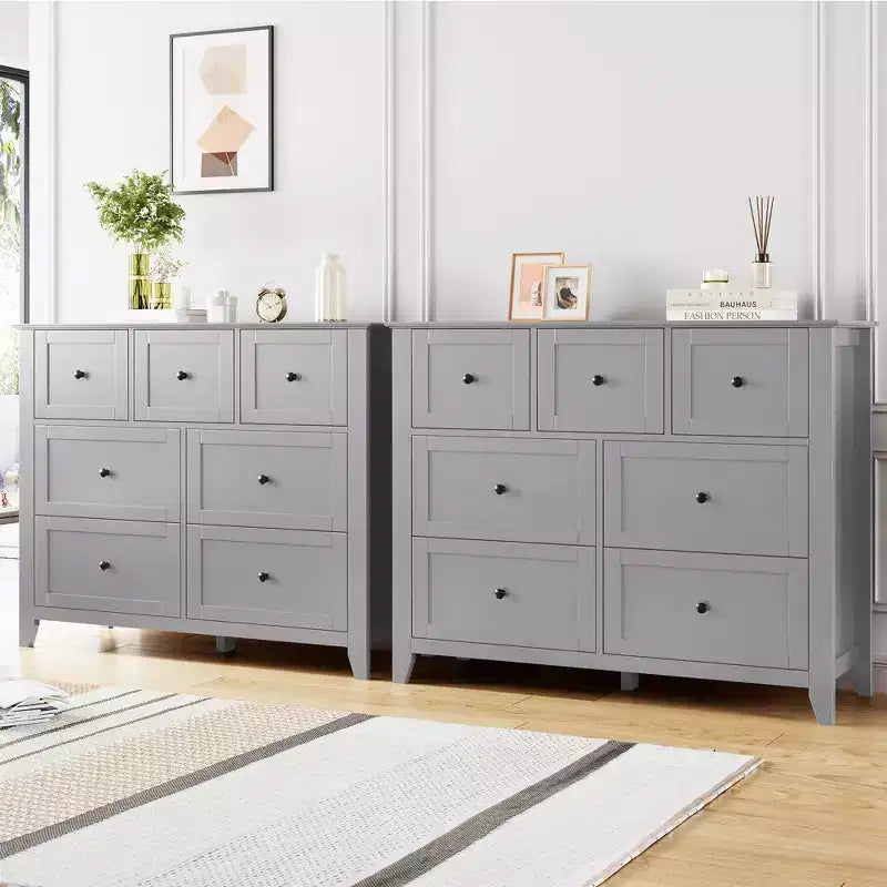 Commode en bois à 7 tiroirs avec armoire de rangement