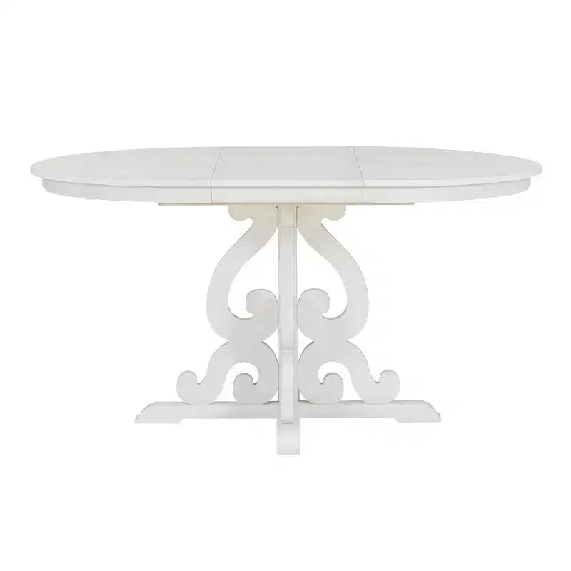 Ensemble de salle à manger extensible rond 5 pièces pour 4 personnes avec chaises rembourrées