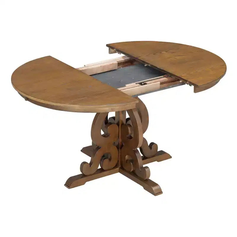 Ensemble de salle à manger extensible rond 5 pièces pour 4 personnes avec chaises rembourrées
