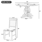 Ensemble de salle à manger extensible rond 5 pièces pour 4 personnes avec chaises rembourrées