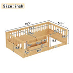 Cadre de lit au sol Montessori (Simple/Double/King) en bois avec barrière de sécurité et étagère à livres