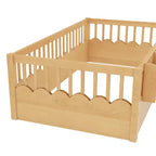 Cadre de lit au sol Montessori (Simple/Double/King) en bois avec barrière de sécurité et étagère à livres