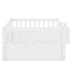 Cadre de lit au sol Montessori (Simple/Double/King) en bois avec barrière de sécurité et étagère à livres