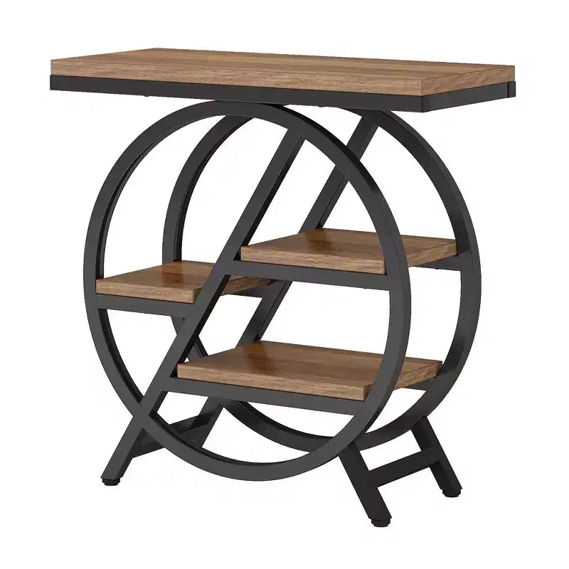 Table d'appoint industrielle à 4 niveaux avec étagères de rangement