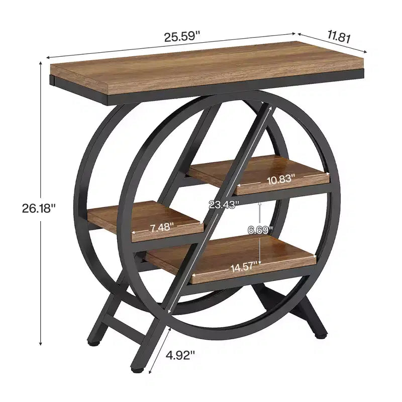 Table d'appoint industrielle à 4 niveaux avec étagères de rangement