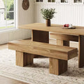Lantine 55 Light Brown Farmhouse Wooden Bench, suitable for dining room, bedroom, kitchen, hallway as entryway or end-of-bed bench.