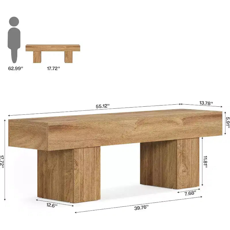 Banc en bois de ferme brun clair de 55 po