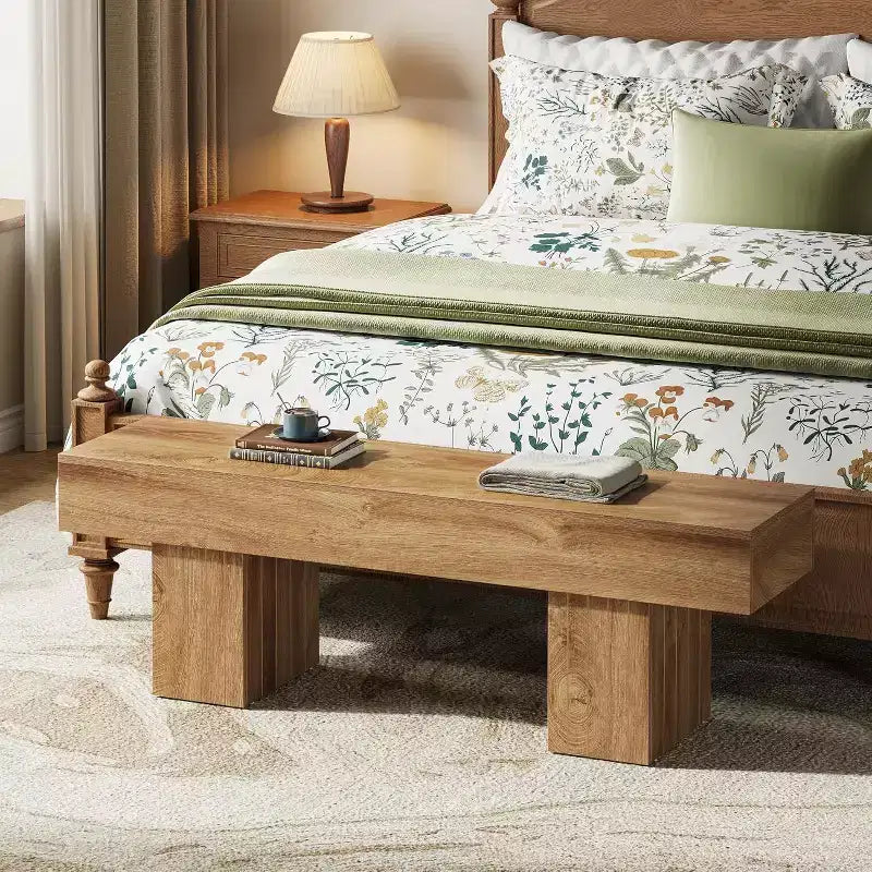Banc en bois de ferme brun clair de 55 po