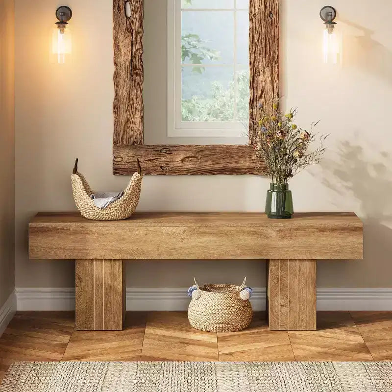 Banc en bois de ferme brun clair de 55 po