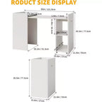 Bureau d'ordinateur blanc pliable avec étagères de rangement et roulettes