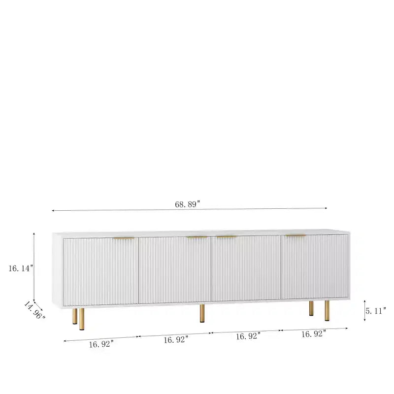 Meuble TV de 68 pouces avec portes de rangement et étagères multimédia