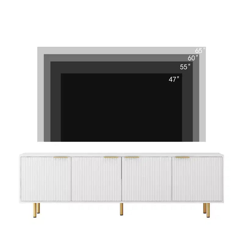 Meuble TV de 68 pouces avec portes de rangement et étagères multimédia