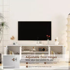 Meuble TV de 68 pouces avec portes de rangement et étagères multimédia