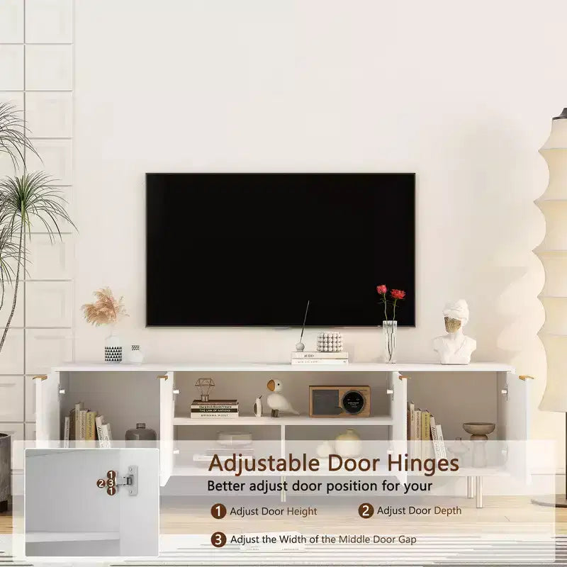 Meuble TV de 68 pouces avec portes de rangement et étagères multimédia