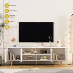 Meuble TV de 68 pouces avec portes de rangement et étagères multimédia