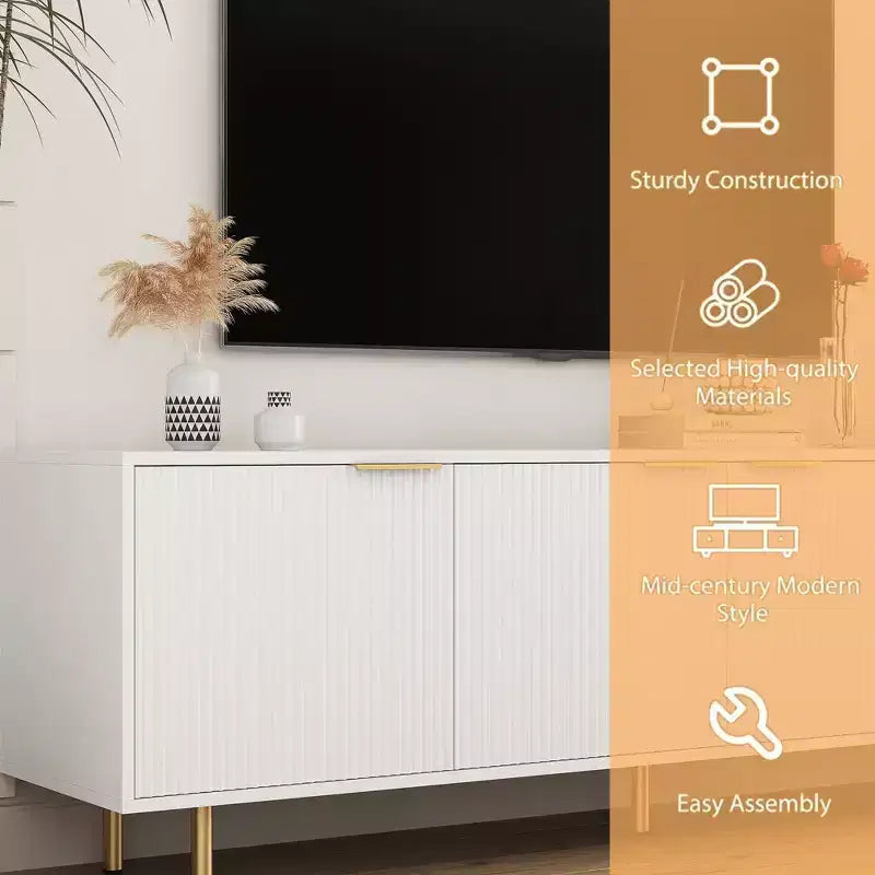 Meuble TV de 68 pouces avec portes de rangement et étagères multimédia