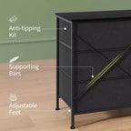 Meuble TV de 160 cm avec 9 tiroirs de rangement en tissu et plateau en grain de bois