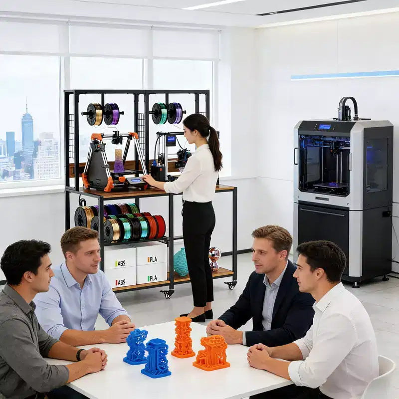 Support double pour imprimante 3D avec rangement de filament et prise de courant