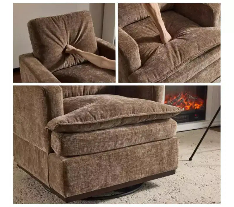 Fauteuil d'appoint pivotant moderne avec coussin de dossier