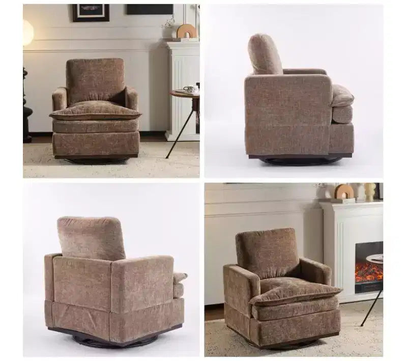 Fauteuil d'appoint pivotant moderne avec coussin de dossier
