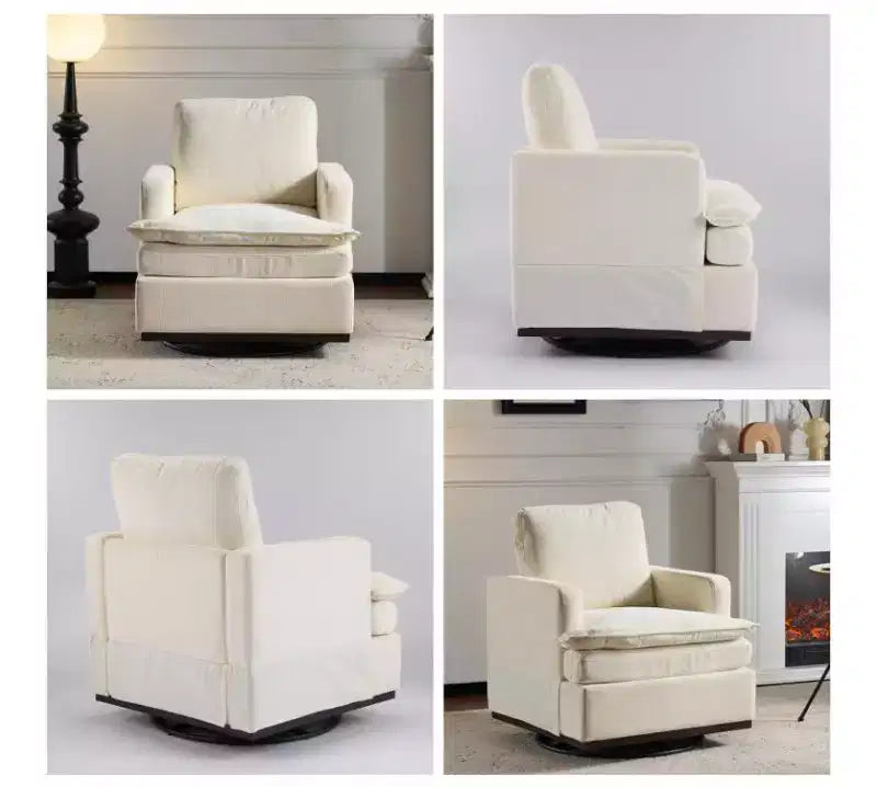 Fauteuil d'appoint pivotant moderne avec coussin de dossier