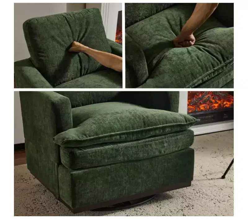 Fauteuil d'appoint pivotant moderne avec coussin de dossier
