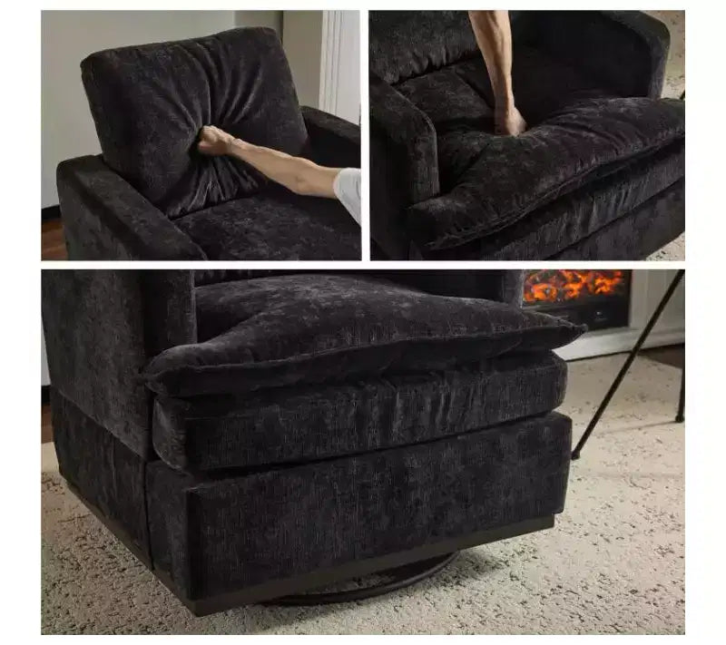 Fauteuil d'appoint pivotant moderne avec coussin de dossier