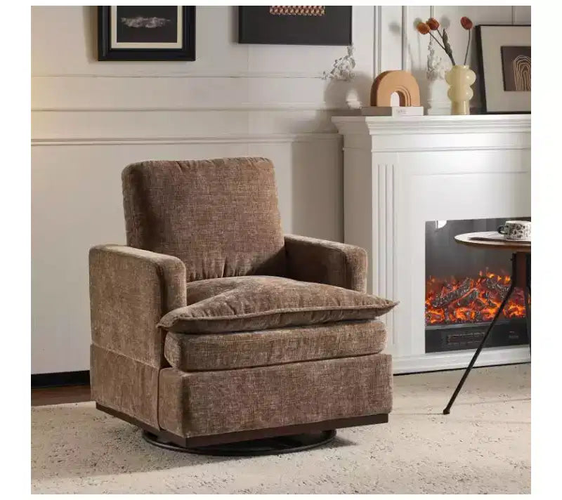 Fauteuil d'appoint pivotant moderne avec coussin de dossier