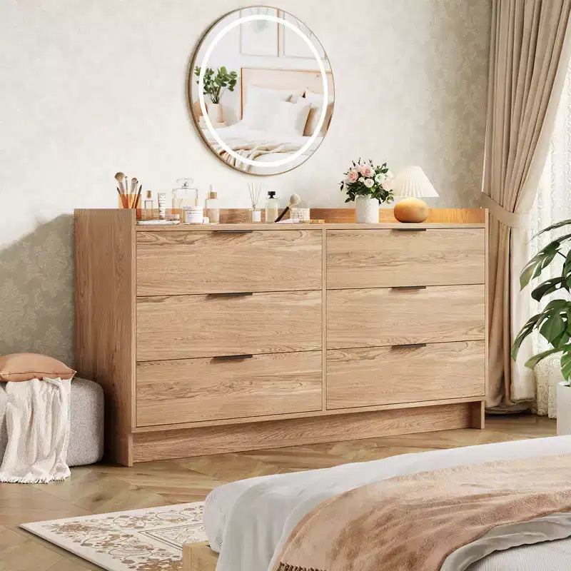 Commode à 6 tiroirs de 52,5" de large avec poignées en métal