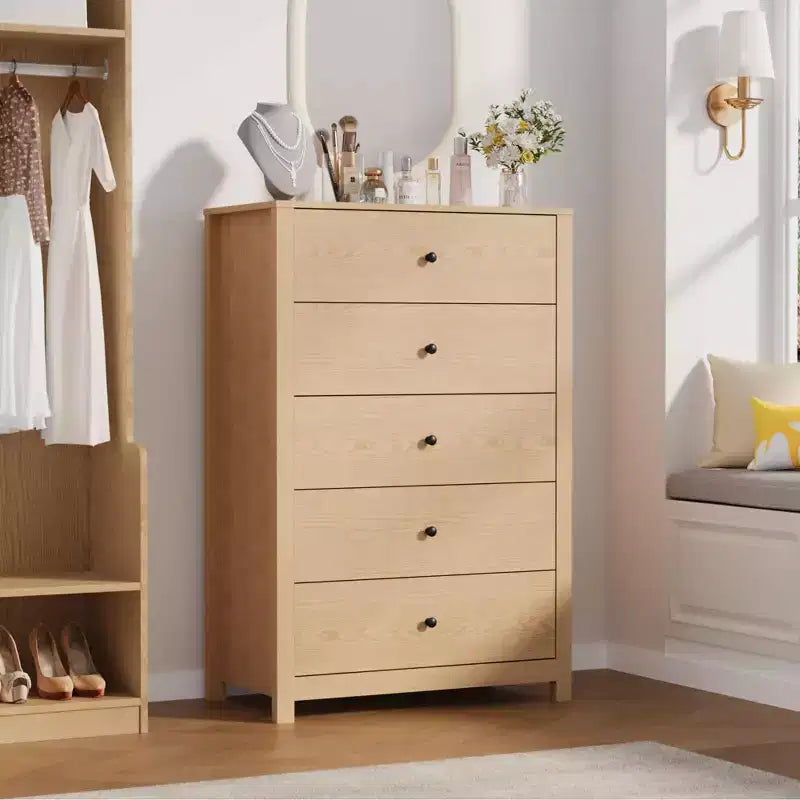 Commode haute à 5 tiroirs – Armoire en chêne pour chambre et salon