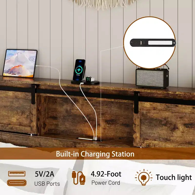 Lit plateforme grand lit/très grand lit avec station de charge et rangement