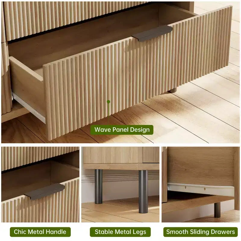 Commode en bois à 6 tiroirs avec pieds en métal