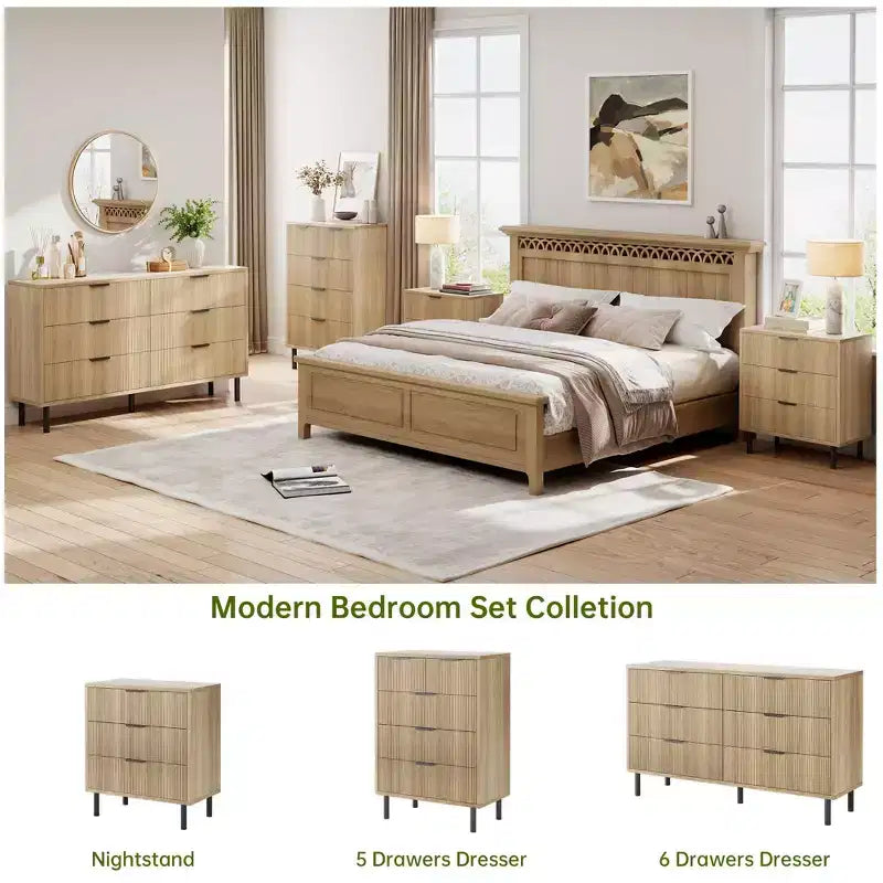 Commode en bois à 6 tiroirs avec pieds en métal