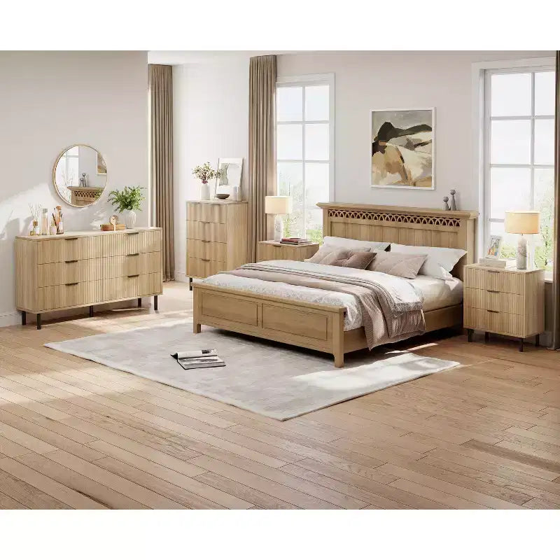 Commode en bois à 6 tiroirs avec pieds en métal