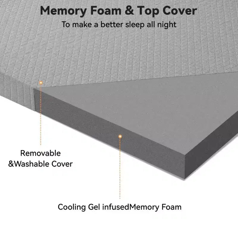 Surmatelas jumeau – Mousse à mémoire de forme très ferme de 3 pouces avec housse antidérapante