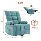 Fauteuil inclinable pivotant avec chauffage et massage - Fauteuil inclinable à bascule à 360° avec porte-gobelets et poche latérale - Canapé individuel ergonomique, Bleu